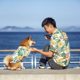 Pet Clothes Beach Casual Shirt Man Dog Parent-child Outfit (Option: Yellow-Dog Outfit 4XL)