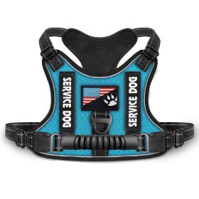 Shock Absorption Comfortable Night Vision Reflective Pet Harness Dog Vest Traction Chest Strap (Option: Blue-L)